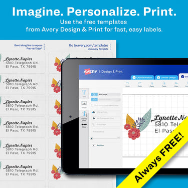 Avery Printable Address Labels with Sure Feed, Matte Clear, 1-1/3